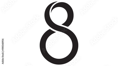 Minimalist black number eight symbol isolated on tansparent background for design and business use
