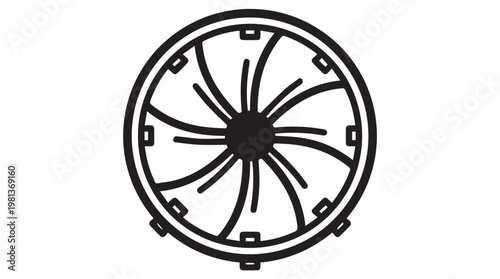 Minimalist black wagon wheel vector icon isolated on tansparent background