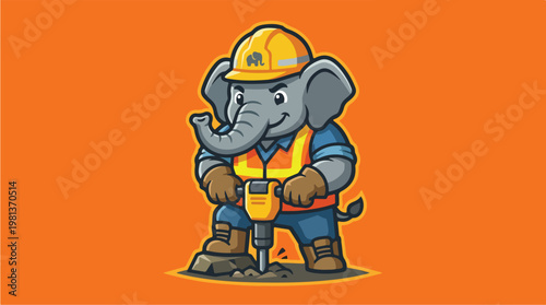 Elephant wearing construction worker outfit 1.