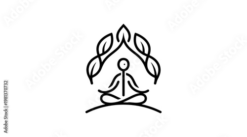 Meditating Human Figure Under Leaf Canopy