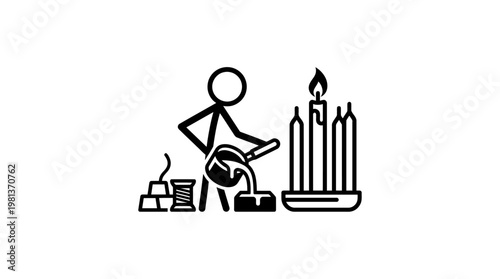 Candle Maker Crafting Process in Silhouette
