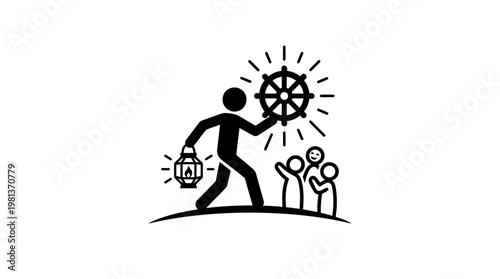 Guiding Light Leader Holding Symbol and Lantern