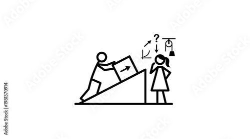 Physics Lesson Demonstrating Inclined Plane and Pulley System