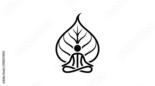 Meditating Figure Enclosed in a Leaf Shape