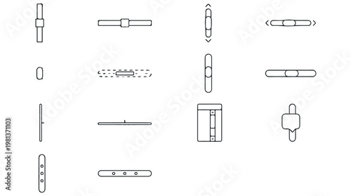 Flat design scrollbar and slider UI elements set for web and app interface design