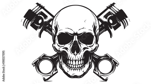 detailed skull with crossed wrenches vector illustration for mechanic or industrial theme
