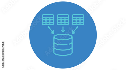 3D neon database storage with cloud upload concept in futuristic glowing blue design