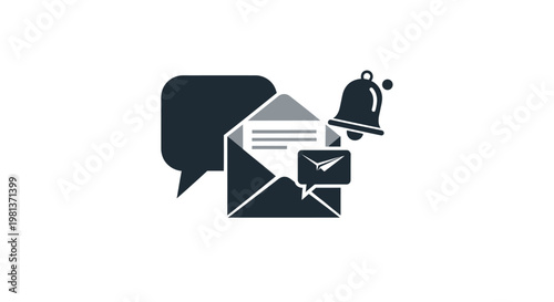 Notification email message speech bubble icon.