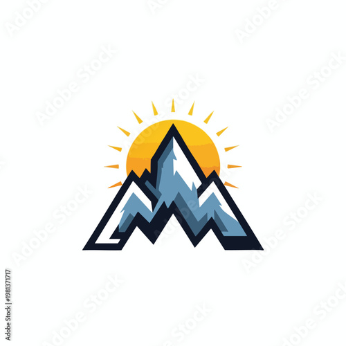Stylish Mountain Logo Design with Sunrise for Adventure and Outdoor Brands