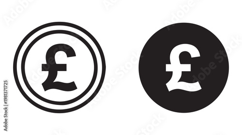 Euro currency symbol icons in flat design on contrasting circular backgrounds for finance and business