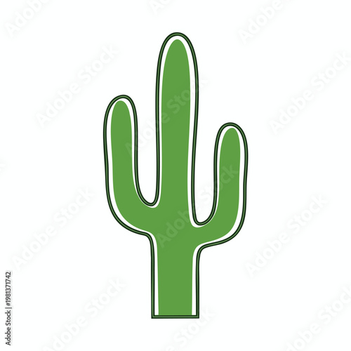 Minimalist Illustration of a Green Cactus for Nature and Desert themed Designs