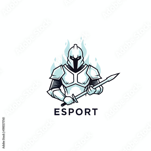 Futuristic Knight Warrior with Sword Digital Illustration for Gaming and Esports Themes