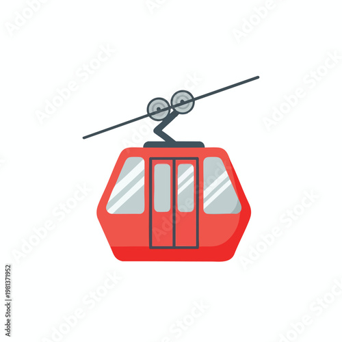 Modern Red Cable Car Transportation System for Urban Commutes