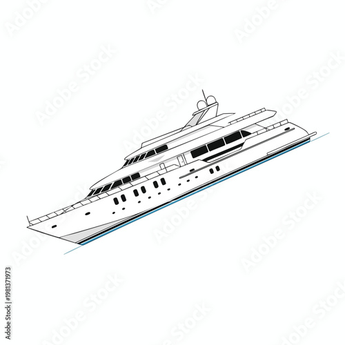 Luxury Yacht Sailing on Open Water with Clear Skies