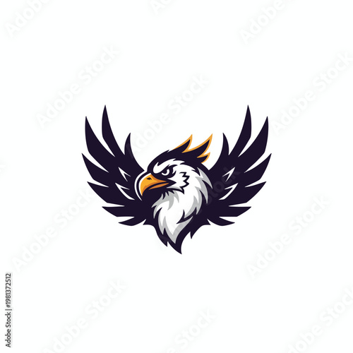Dynamic Illustration of a Fierce Eagle with Spread Wings for Nature or Sports Themes