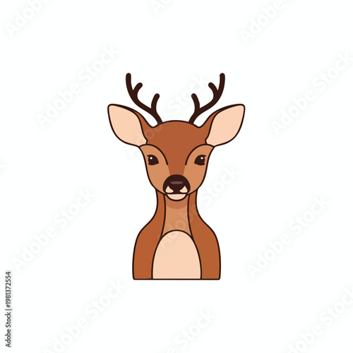 Cute Cartoon Deer with Antlers Wildlife Animal Illustration for Nature and Forest Themes