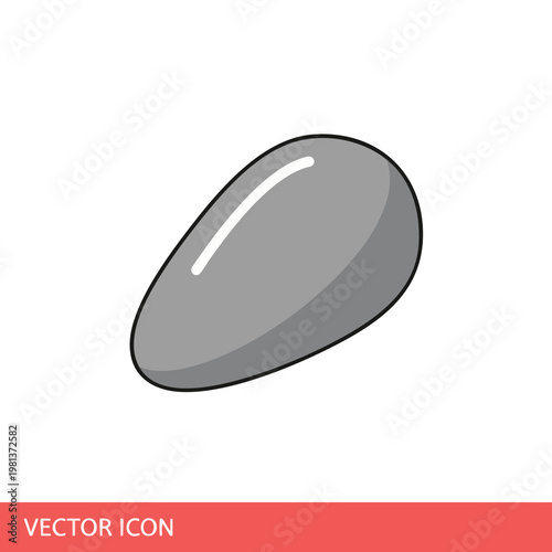 Close up of a smooth oval shaped stone on a neutral background