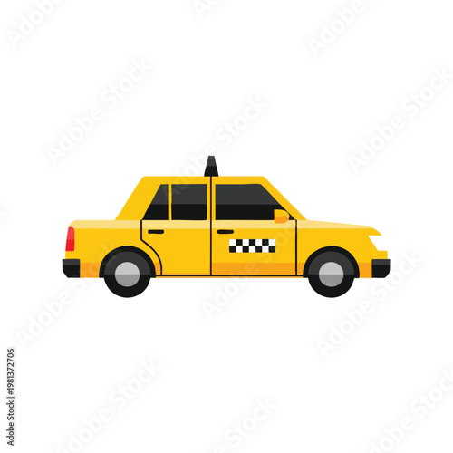 Modern Yellow Taxi Cab Vehicle with Checkered Design for Transportation and Travel