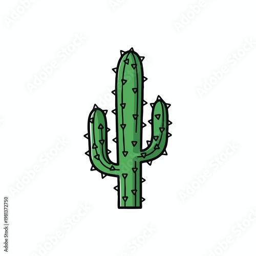 Stylish Hand Drawn Cactus Illustration for Nature or Desert Themed Projects
