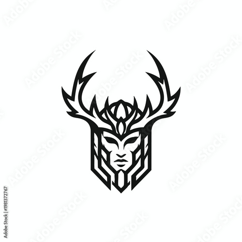 Stylish Black and White Deer Head Logo Design for Branding and Creative Projects