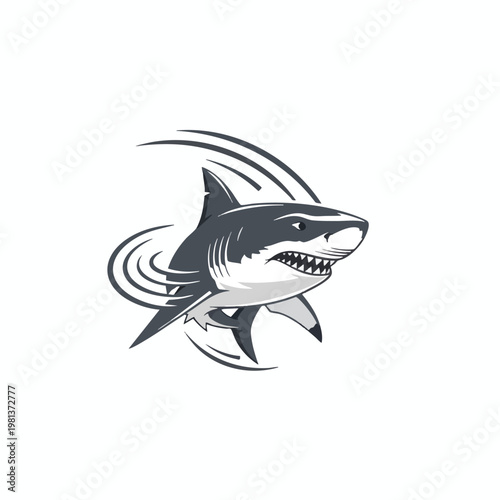 Aggressive Great White Shark Illustration for Marine and Oceanic Themes