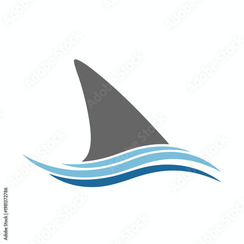 Minimalist Illustration of a Dolphin Fin and Water Waves for Nature and Marine Life Themes