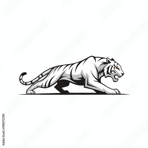 Dynamic Illustration of a Fierce Jungle Predator in Aggressive Stance