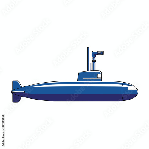 Modern Blue Submarine in Open Water for Marine Exploration and Underwater Research