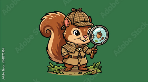 Squirrel Detective Cartoon Character.