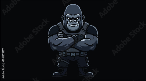 Gorilla Cartoon Character Portrait.