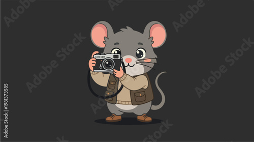 Mouse Holding Camera Outdoors.