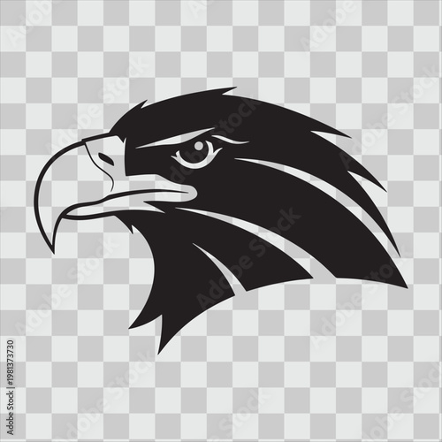 Powerful eagle head profile, fierce and majestic predator, symbol of strength, freedom, and keen vision.