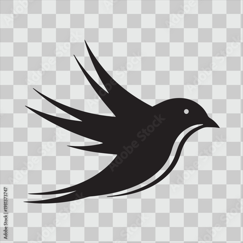 Single swift bird in dynamic flight, representing speed, agility, and freedom's effortless movement.