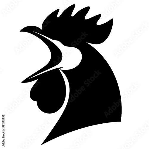 Valokuva Silhouette of a crowing rooster logo
