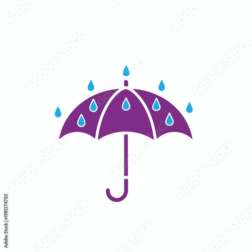 Colorful Umbrella with Raindrops for Weather and Rainy Day Themes