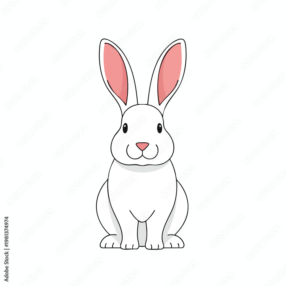 Obraz premium Cute White Bunny Rabbit Illustration for Spring and Easter Themes