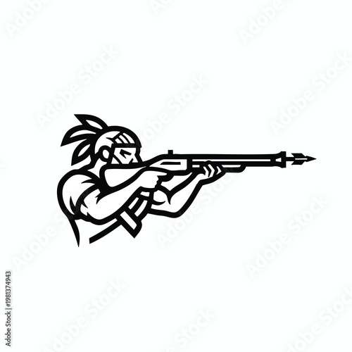 Silhouette of a Person Shooting a Rifle with Focus and Precision