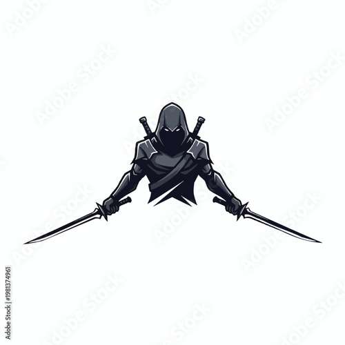 Stylish Mysterious Dark Warrior Character Illustration for Creative Projects