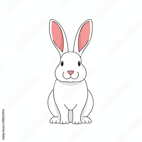 Cute White Bunny Rabbit Illustration for Spring and Easter Themes