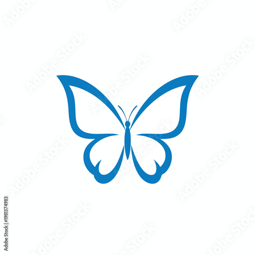 Elegant Blue Butterfly Icon Symbolizing Nature Freedom and Transformation