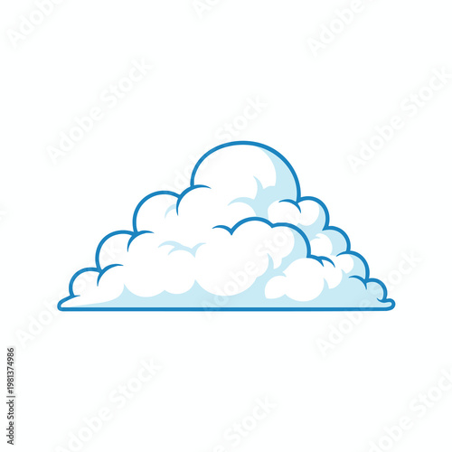 Illustration of Fluffy White Cloud with Blue Sky Background for Weather and Nature Themes