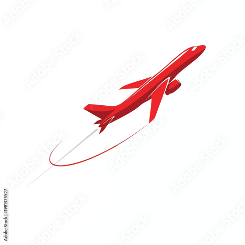 Modern Red Airplane in Flight for Travel and Transportation Concepts