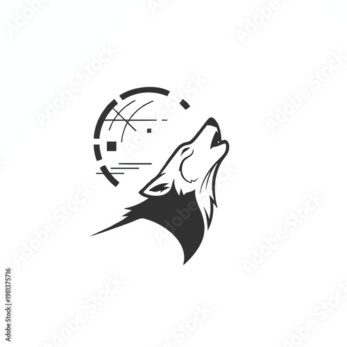 Modern Logo Design Featuring a Howling Wolf and Geometric Elements