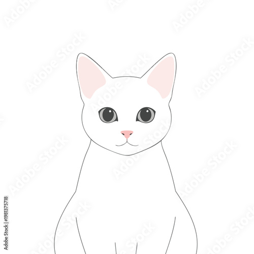 Cute White Cat Illustration for Creative and Commercial Use