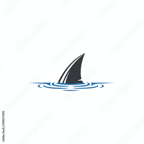 Stylized Illustration of a Shark Fin Emerging from Ocean Water
