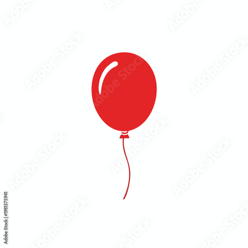 Bright Red Balloon Floating in Clear Blue Sky