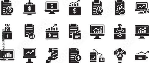 Business Finance Icons for Marketing and Investment Strategy Planning