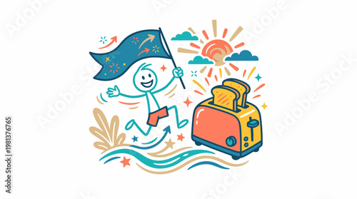 Happy Stick Figure Wins Morning Toast