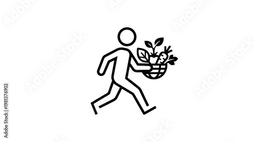 Delivery Person Carrying Fresh Produce Basket
