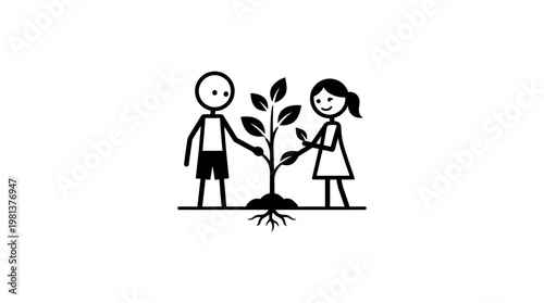 Kids Planting a Tree Together